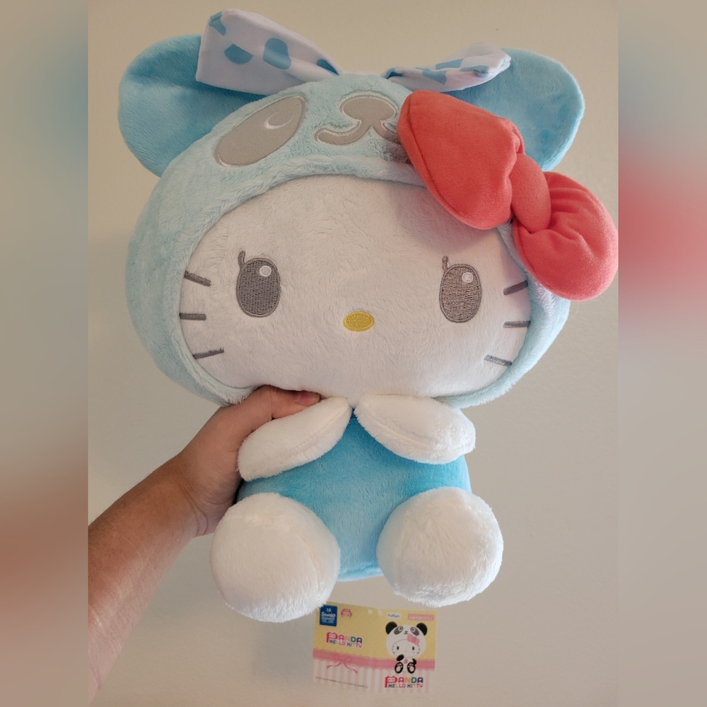Blue Hello Kitty Panda Plush